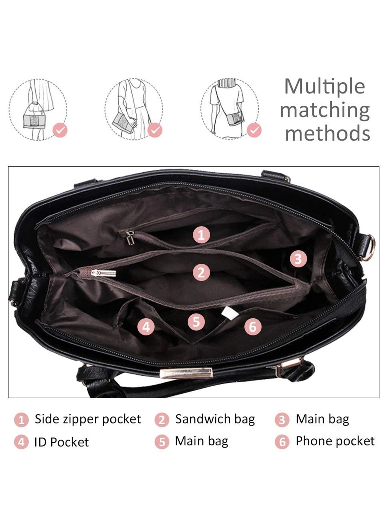 Pahajim Women PU Leather Handbag Satchel Shoulder Bag