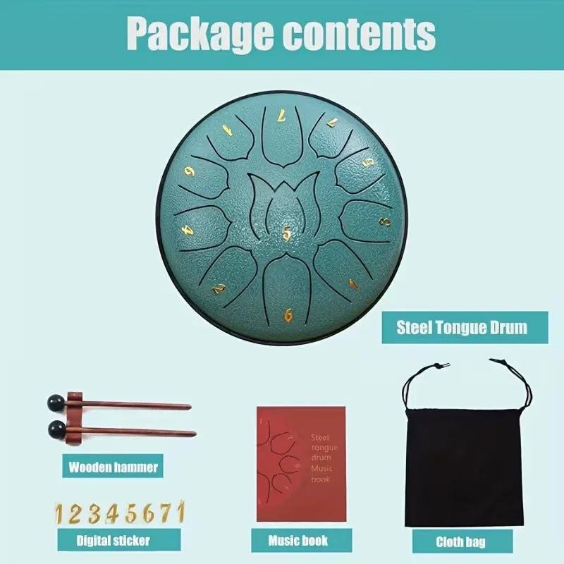 Portable Steel Tongue Drum 11 Notes For Zen Yoga Meditation