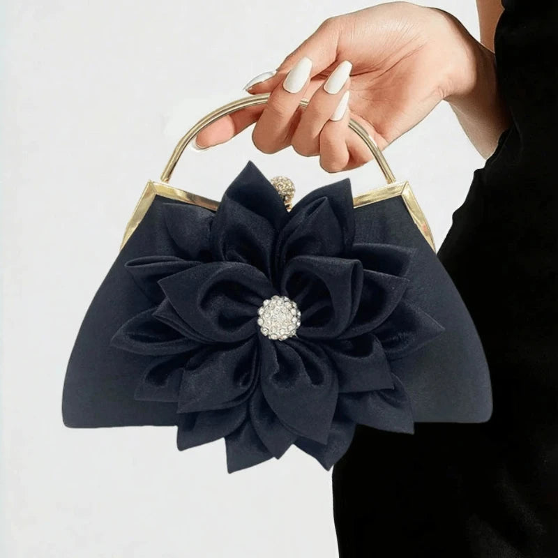 Elegant Women Silk Floral Evening Clutch Purse For Wedding Party