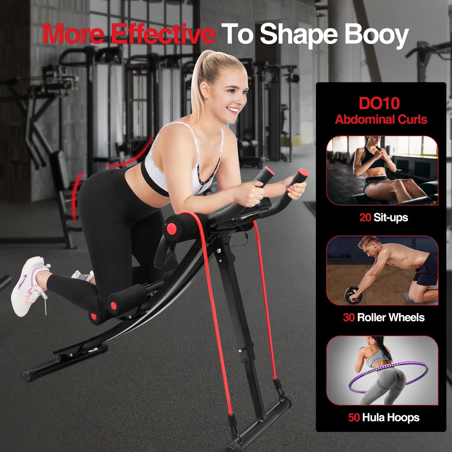 GIKPAL Foldable Ab Workout Machine Home Gym LCD Display 440lbs