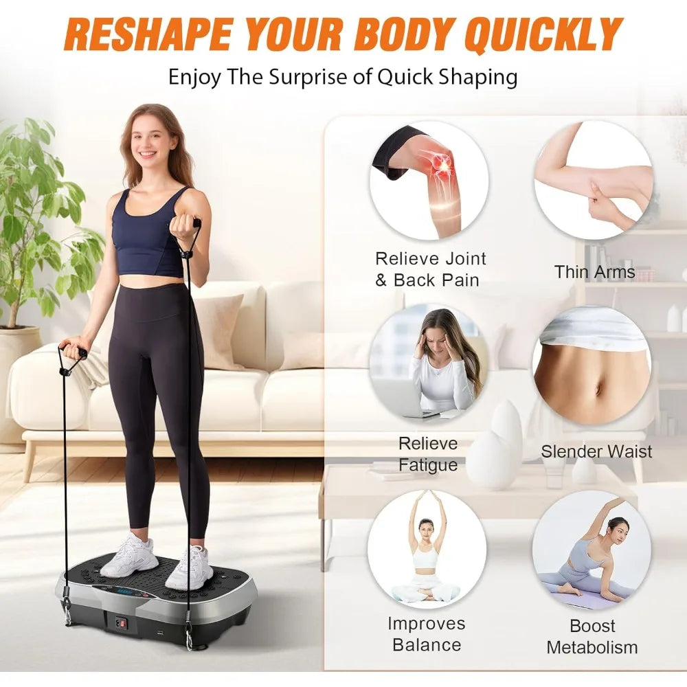 ALSO GO Vibration Plate Exercise Machine, 6 Workout Modes & 120-Level Vibration Platform for Weight Loss/Lymphatic Drainage