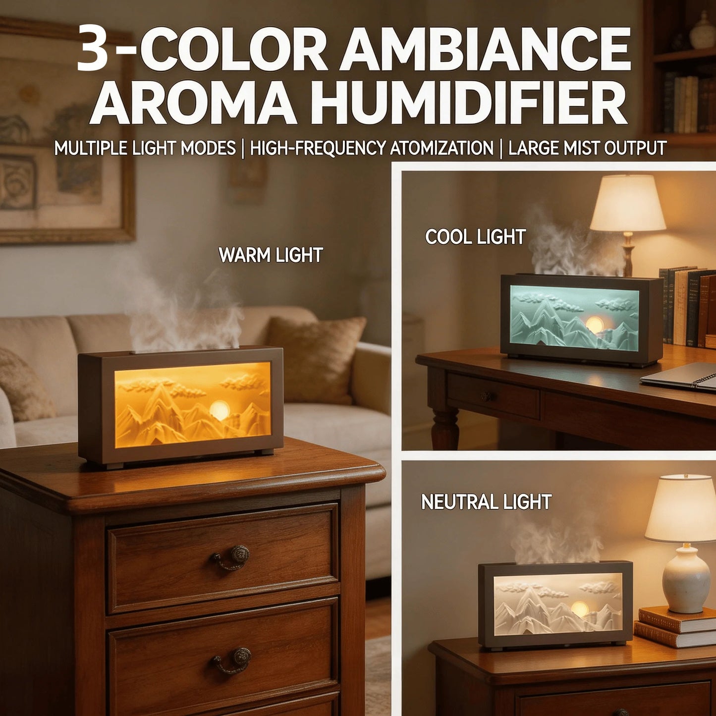 Ultrasonic Aromatherapy Diffuser Humidifier With Timer
