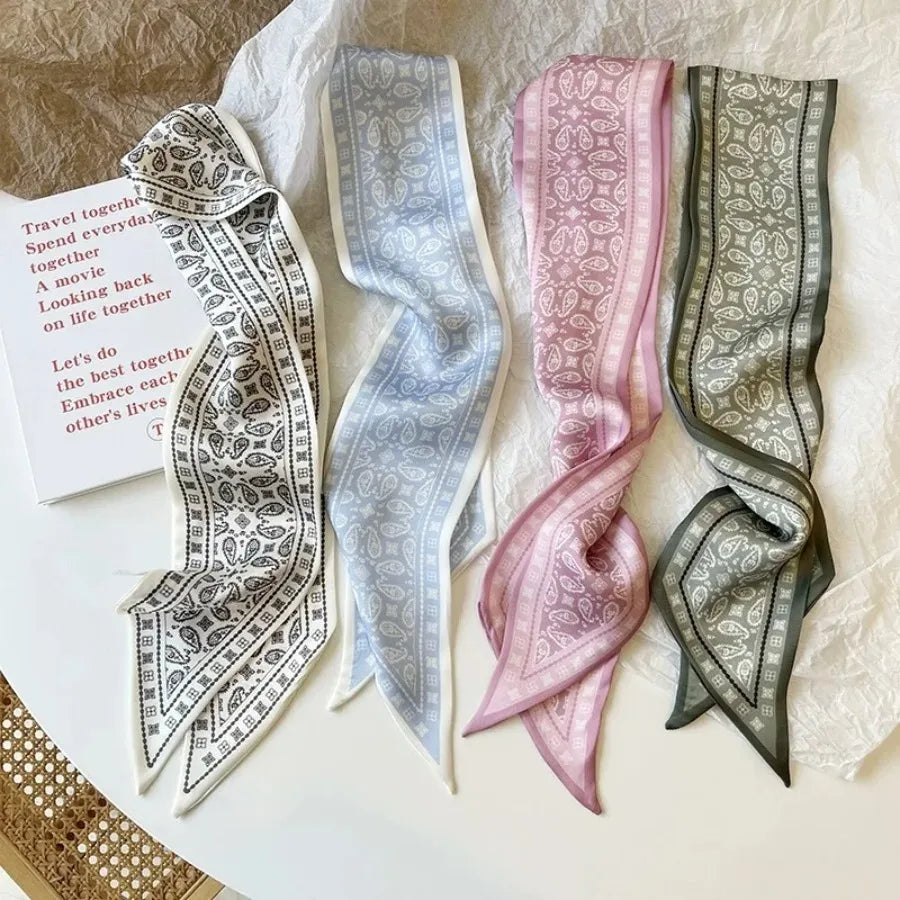Women's Set Series Cotton Satin Silk Scarf Hair Band Headdress Ribbon