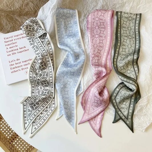 Women's Set Series Cotton Satin Silk Scarf Hair Band Headdress Ribbon