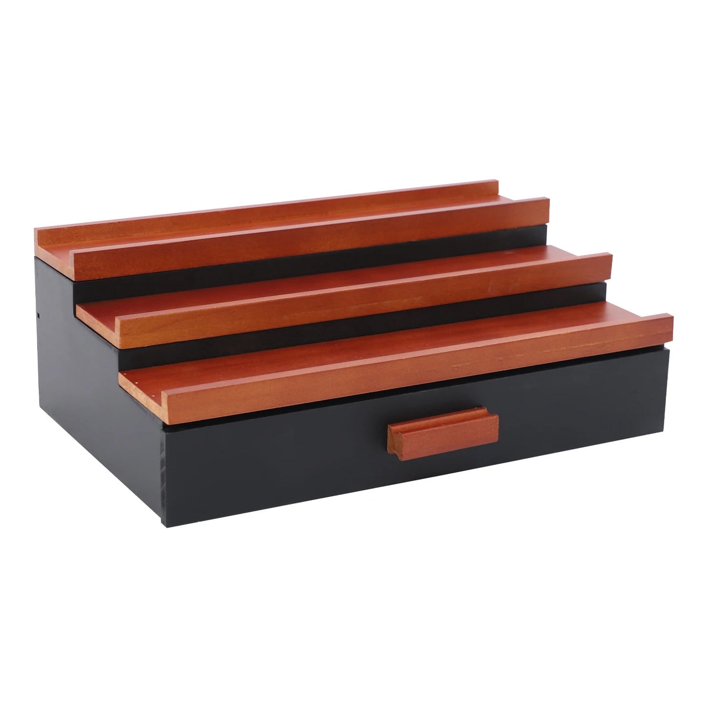 3 Tier Ladder Perfume Organizer, Wood Perfume Storage Rack with Drawer, Compact Display Stand for Cosmetics Perfume Bottles