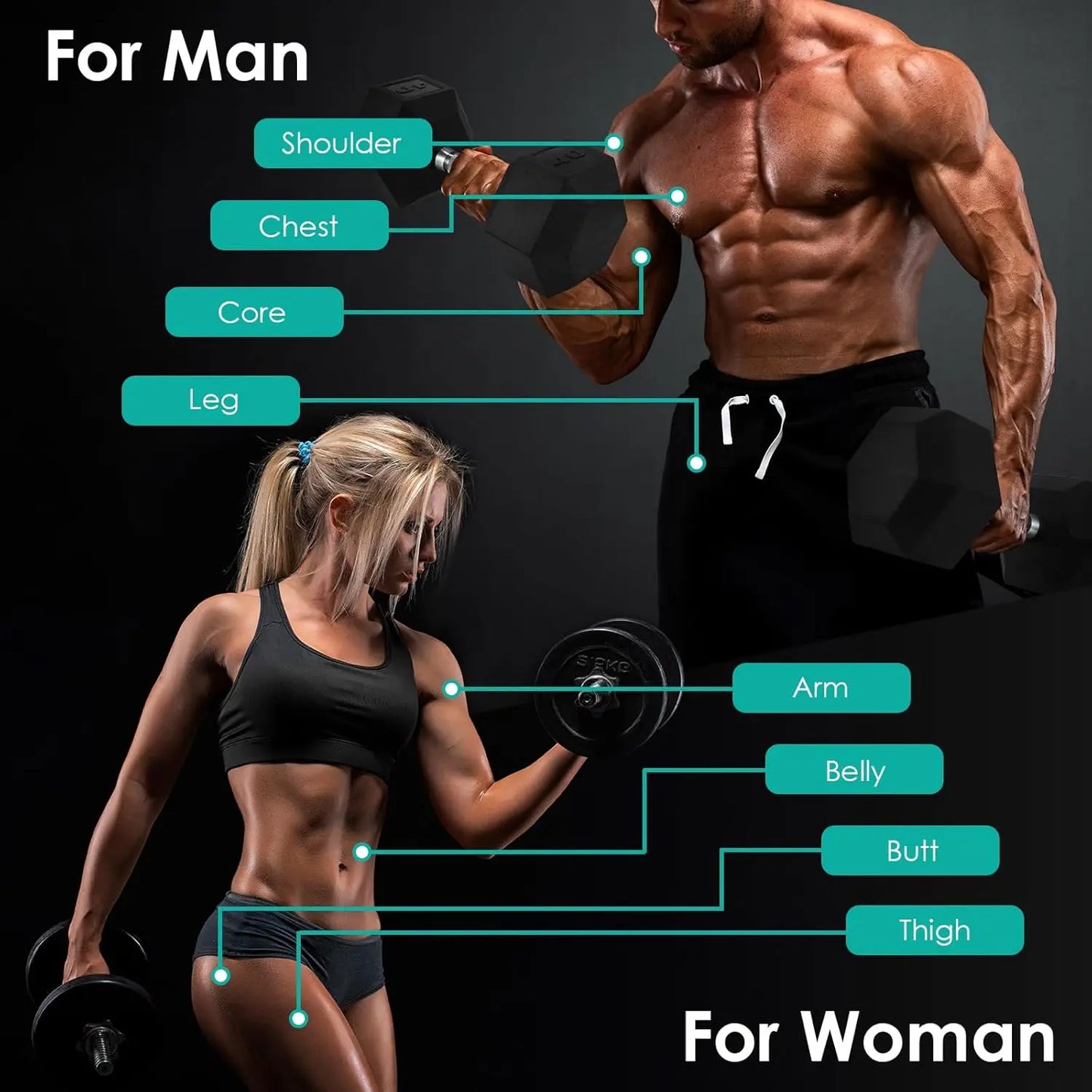 Rubber Hex Dumbbell Set For Arms And Chest Training