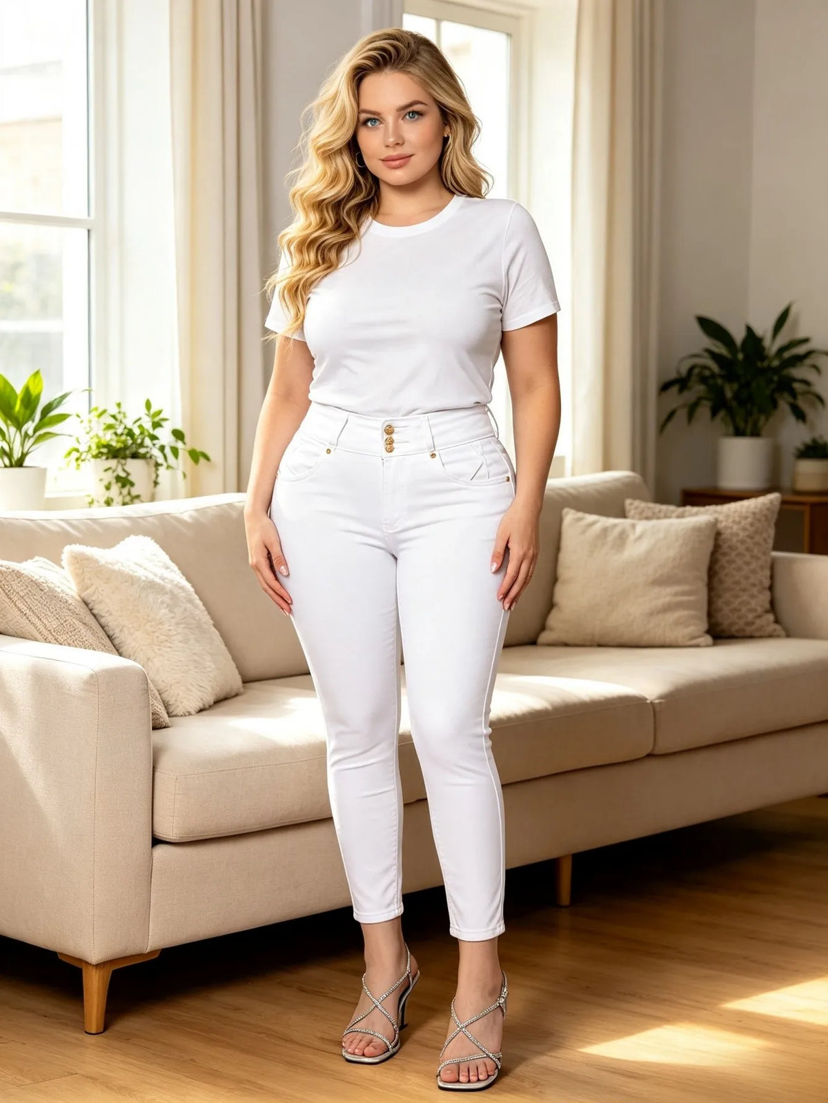 HME】Jeans | Women High Waist Skinny Jeans 4-Button Tummy Control Denim Pants Hip-Lifting Stretch Slim Fit Y2K Streetwear