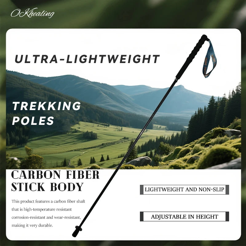 Okhealing Lightweight Telescopic Carbon Fiber Trekking And Hiking Poles