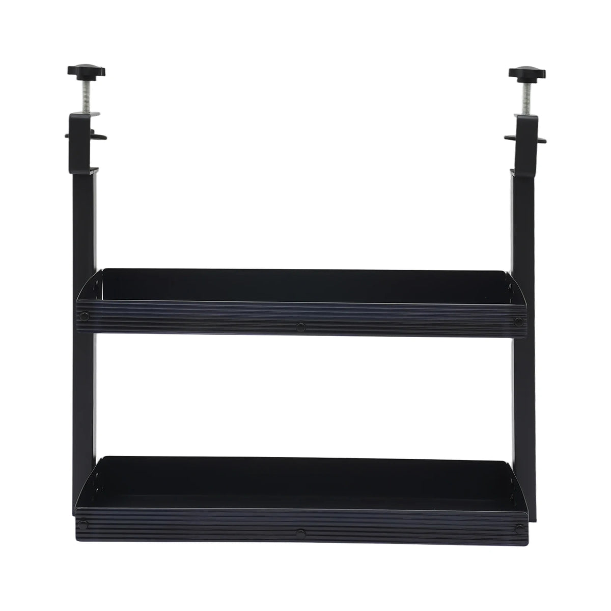 2-Tier Clip-on Desk Shelf Adjustable Storage Tray Space-saving Table Holder for Offices, Bedrooms, Living Rooms Black/White