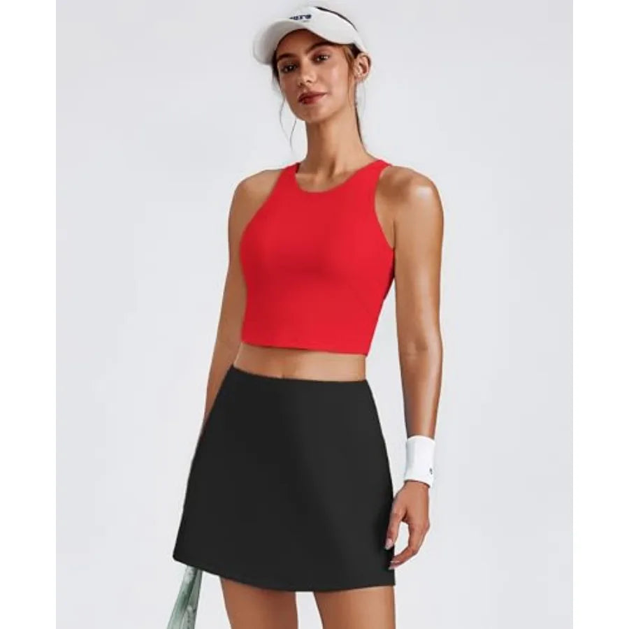 Women's High Neck Racerback Padded Longline Sports Bra For Yoga