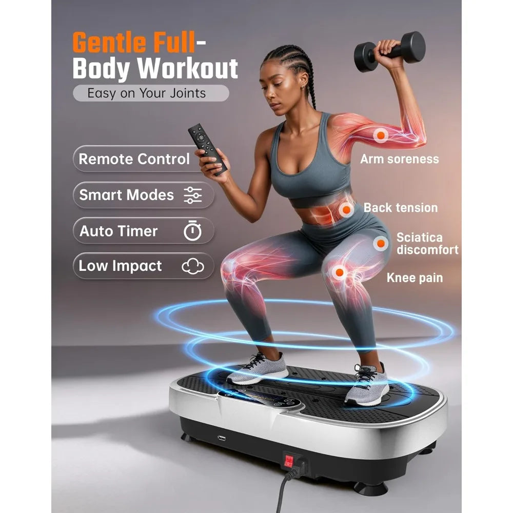 Vibration Plate Exercise Machine for Weight Loss and Lymphatic Drainage - 330lbs Capacity Vibrating Platform