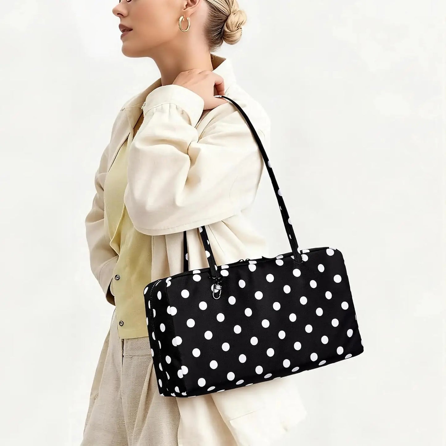 Women's Nylon Slouchy Tote Bag With Zipper Closure
