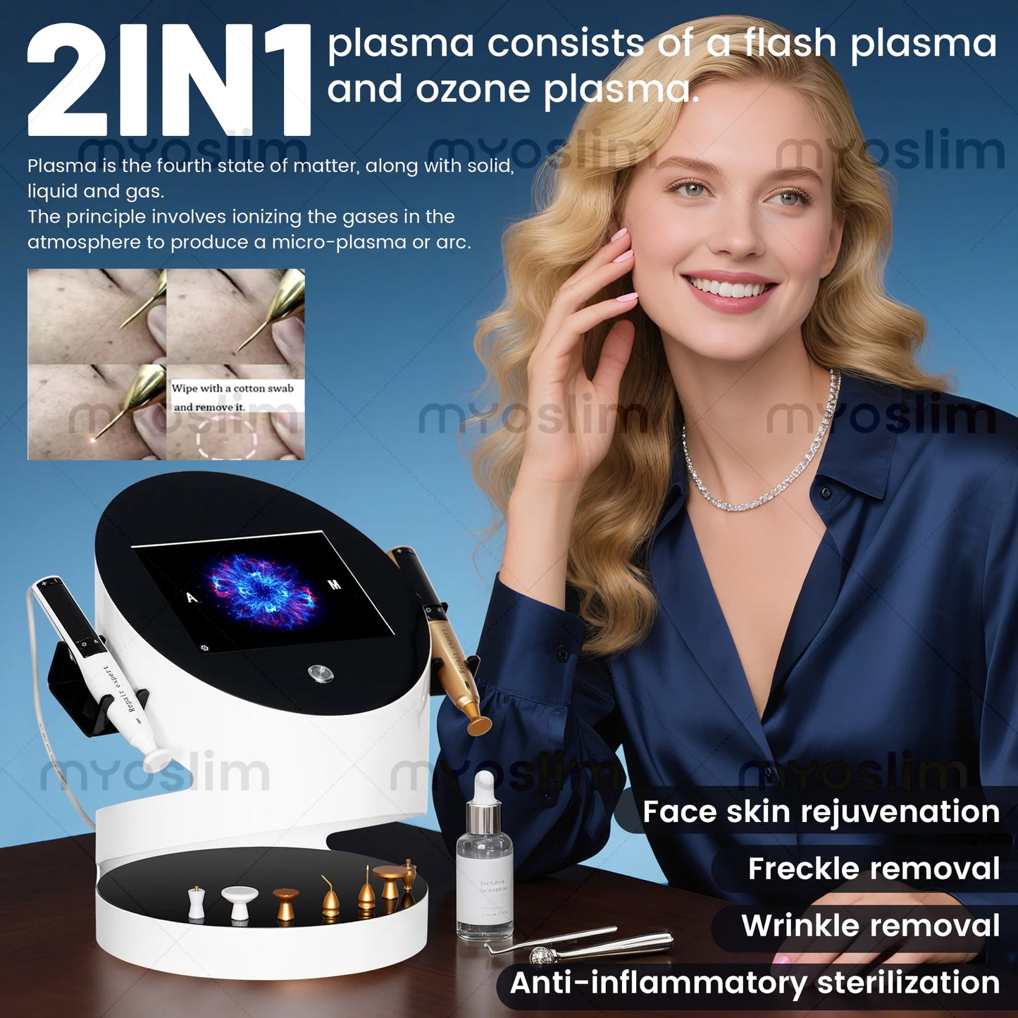MYOSLIM 2in1 Ozone Plasma Facial Treatment Machine Anti Aging