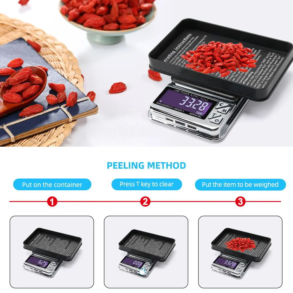 Multifunctional Pocket Scale - LED Digital Shows Digital Tiny Pocket Scale for Gram Food Jewelry Ounces/Grains Powder Weighing