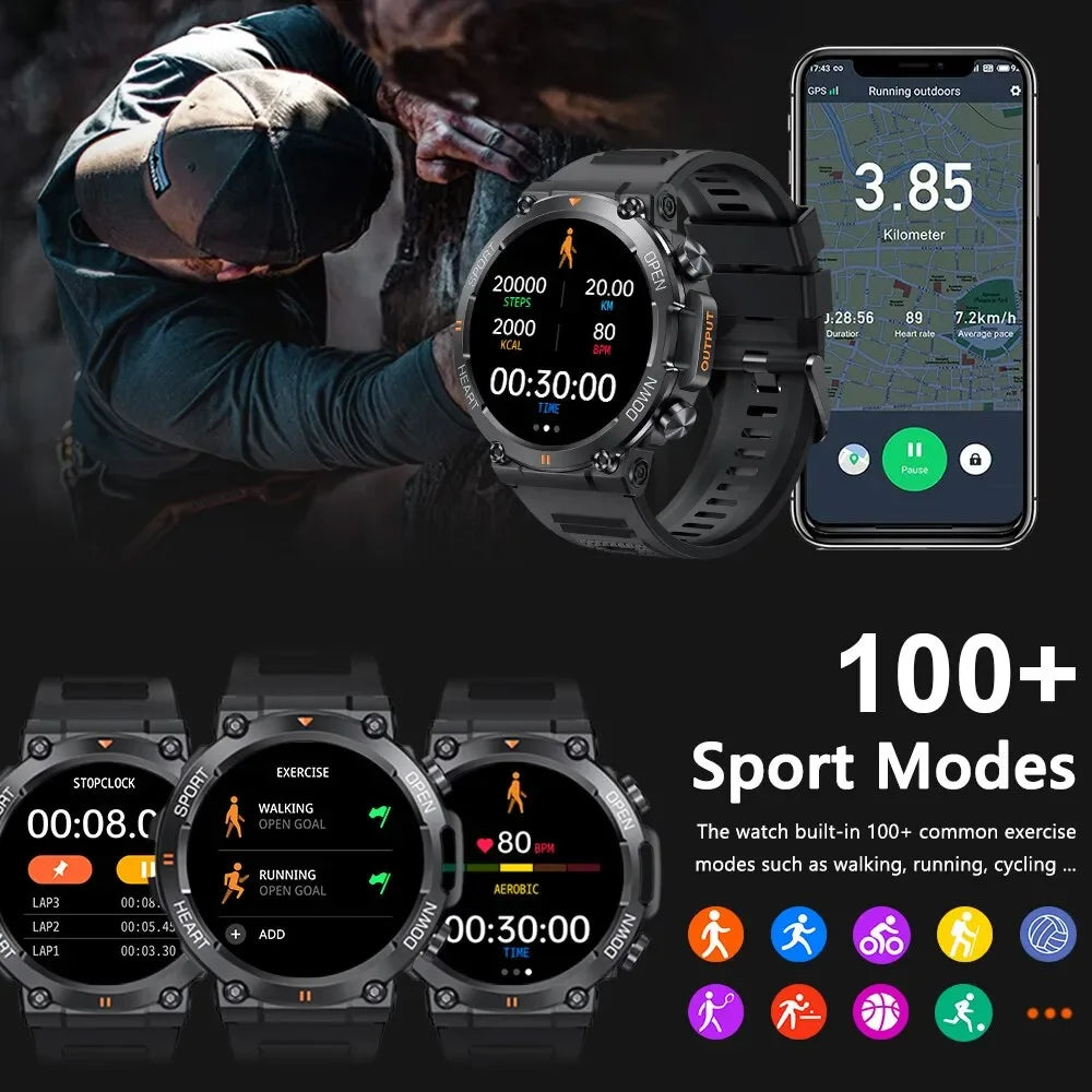 SENBONO Military Outdoor Smartwatch With 400mAh Battery And Bluetooth Call