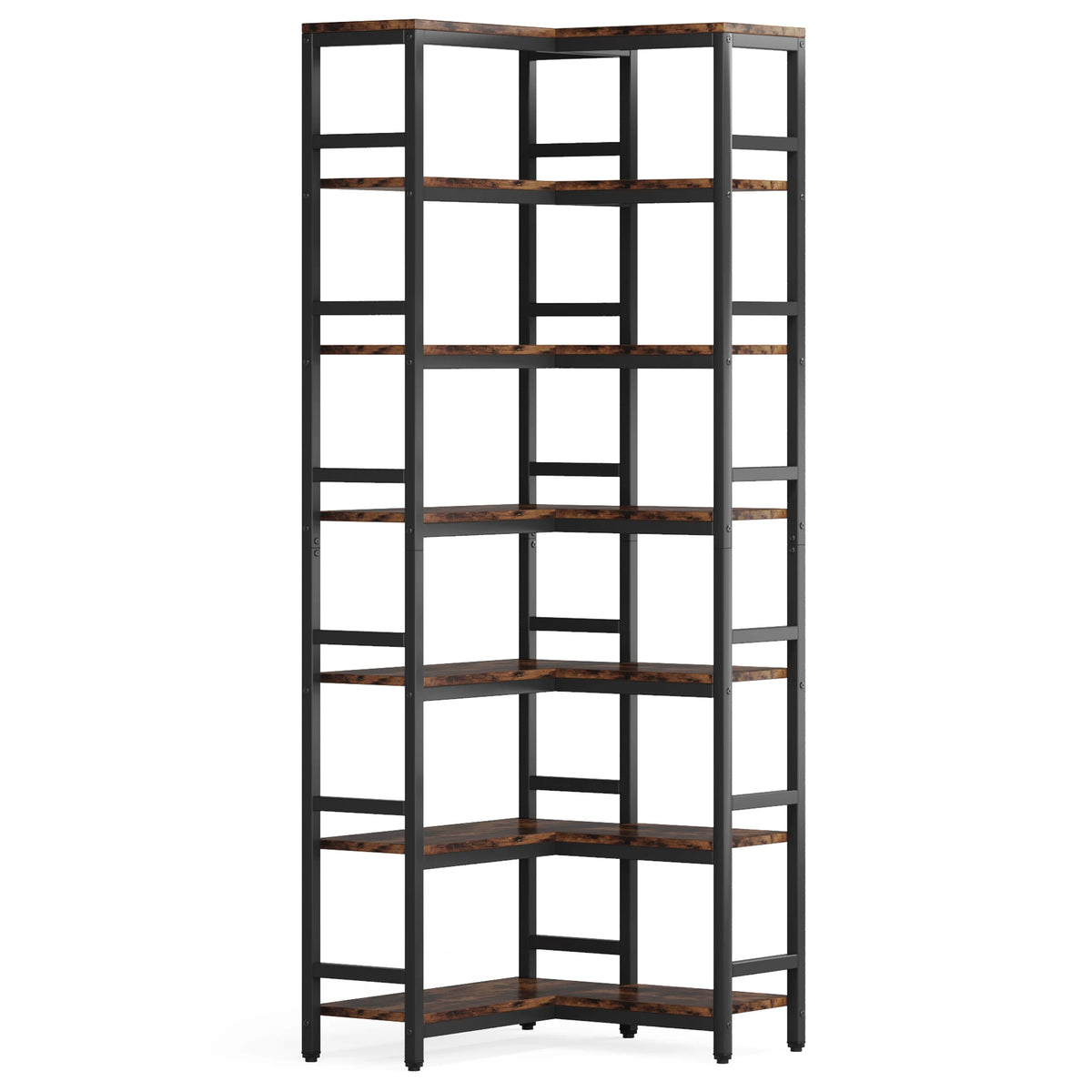 Tribesigns 7-Shelf Corner Bookshelf,Large Modern Corner Bookcase, 7-Tier Tall Corner Shelf Storage Display Rack with Metal Frame
