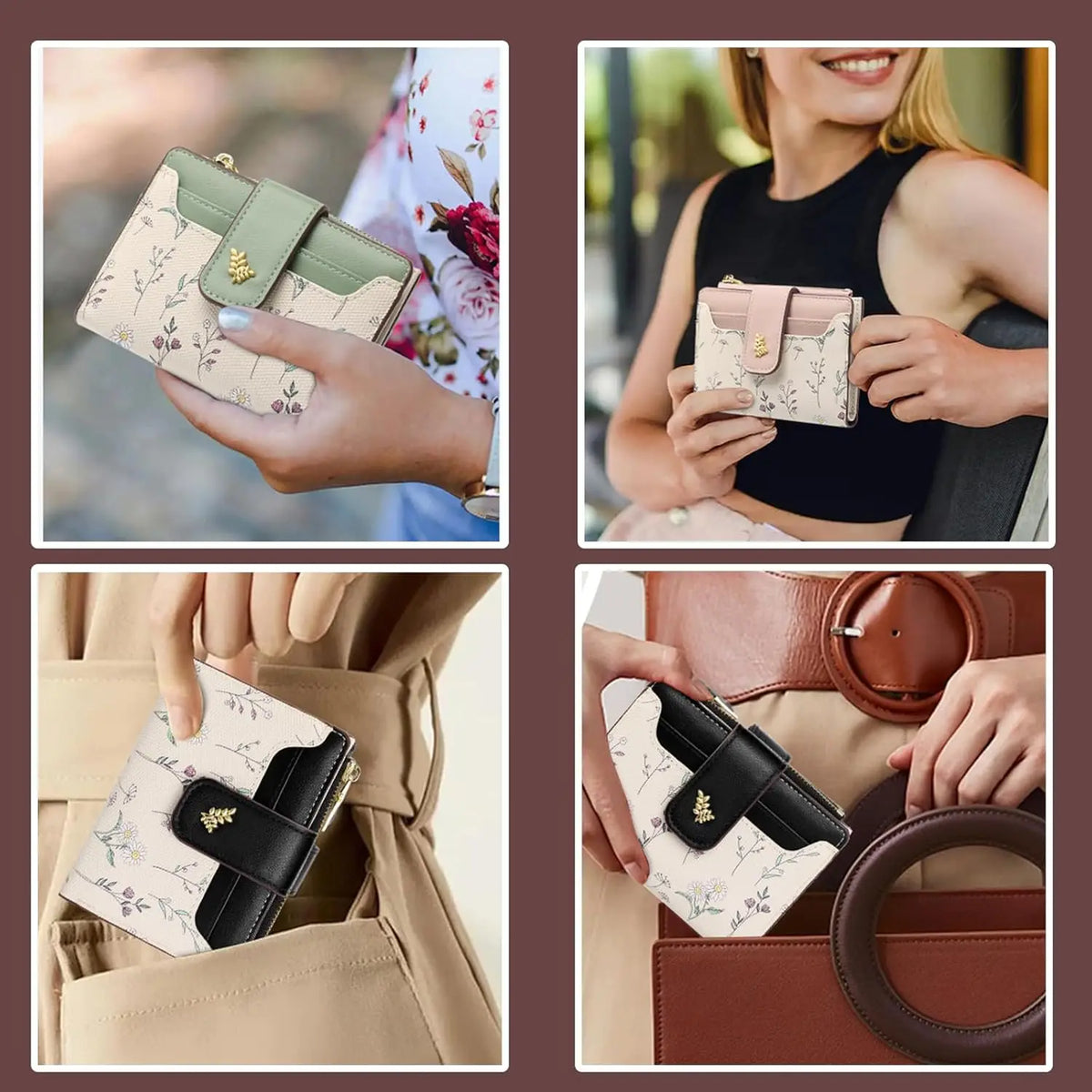 Foldable Synthetic Leather Zipper Coin Purse With Card Holder
