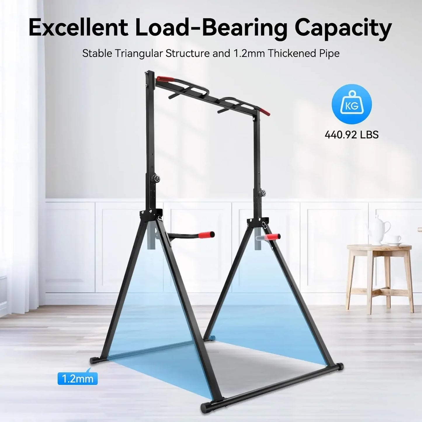Powerful Tower Pull Up Bar Dip Station For Home Gym
