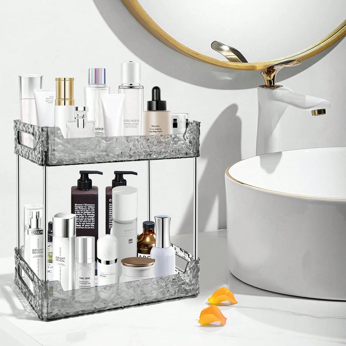 3 Tier Bathroom Counter Organizer, Vanity Makeup Skincare Storage Shelf, Perfume Cosmetic Display Stand for Dresser Countertop
