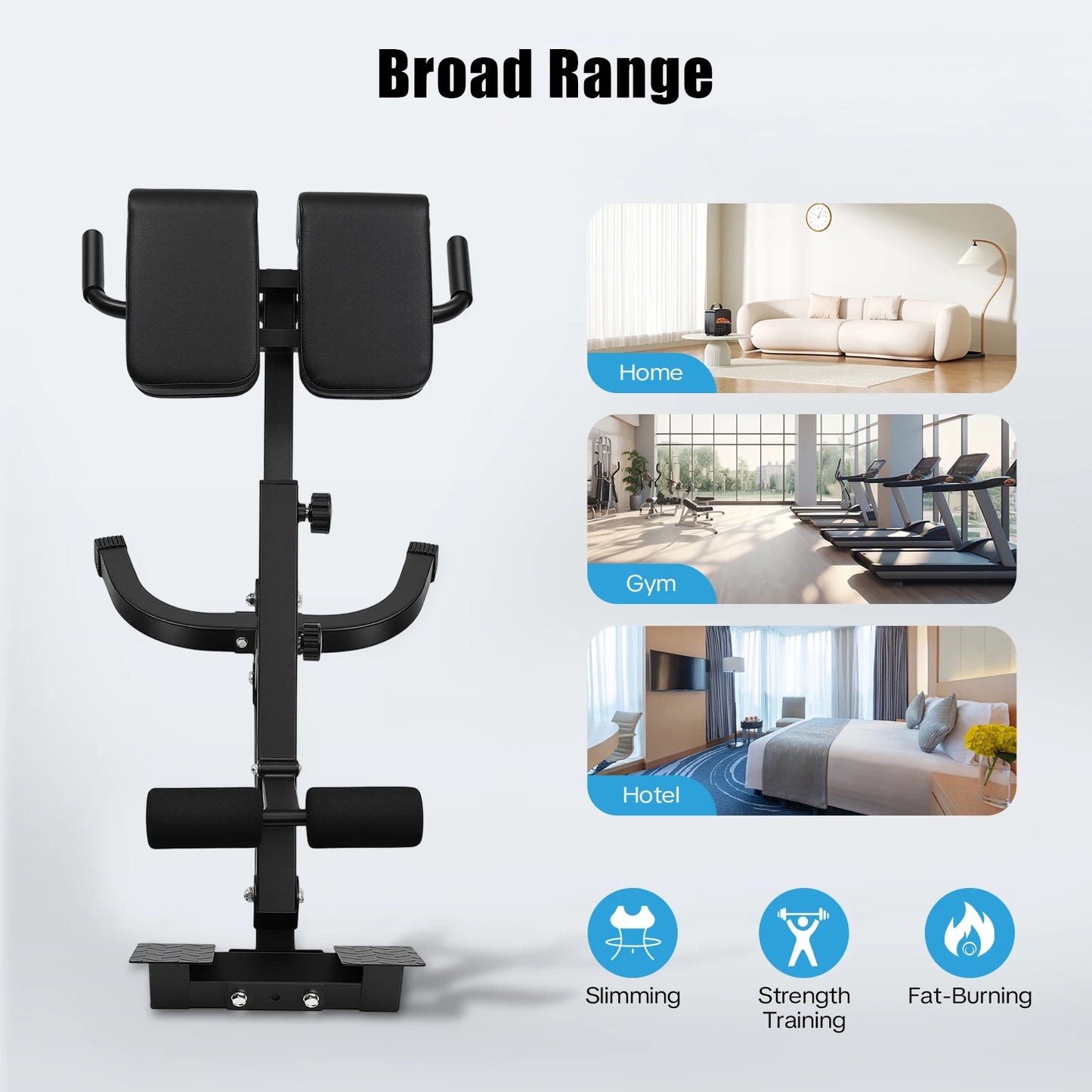 Adjustable Hyperextension Bench With Anti-Slip Pedals For Home Gym
