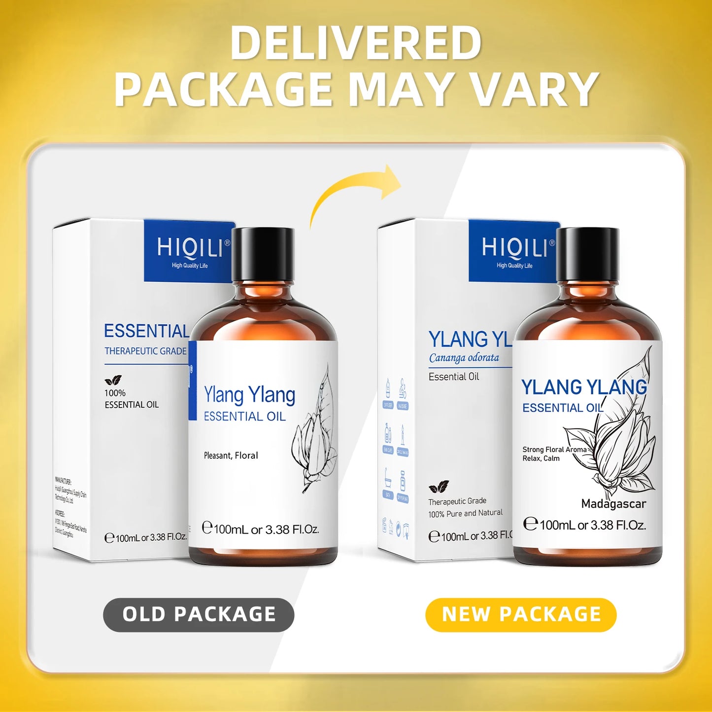 HIQILI Ylang Ylang Essential Oil for Diffusers Aromatherapy