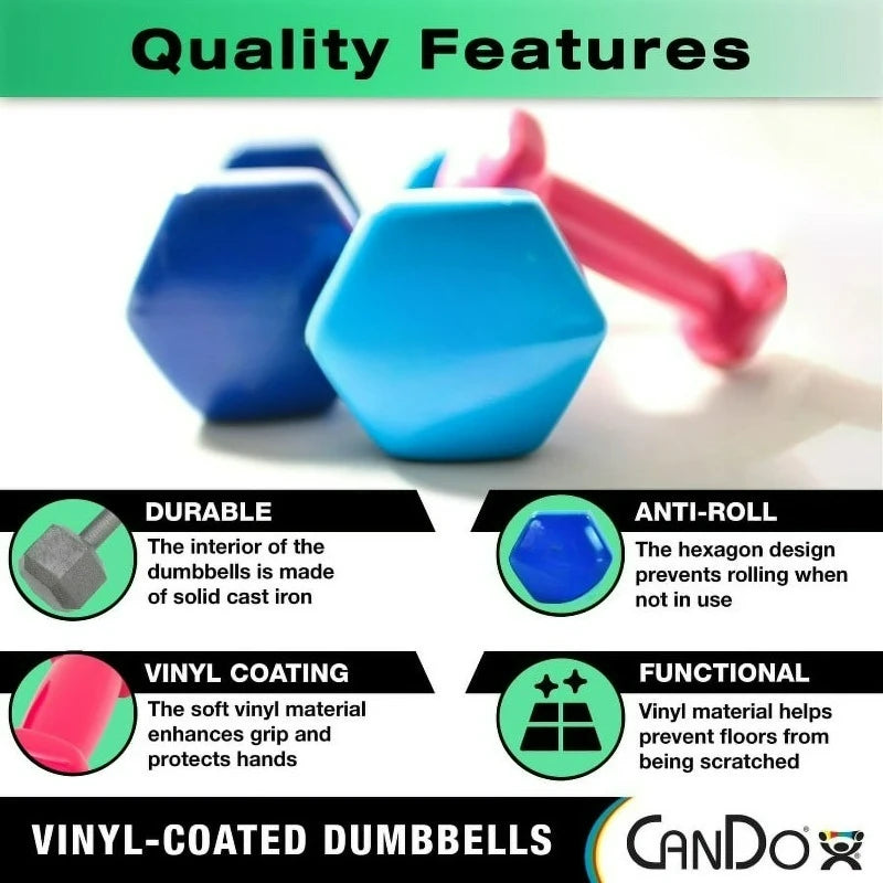 Vinyl Coated Iron Dumbbell For Strength Training Home Gym Use