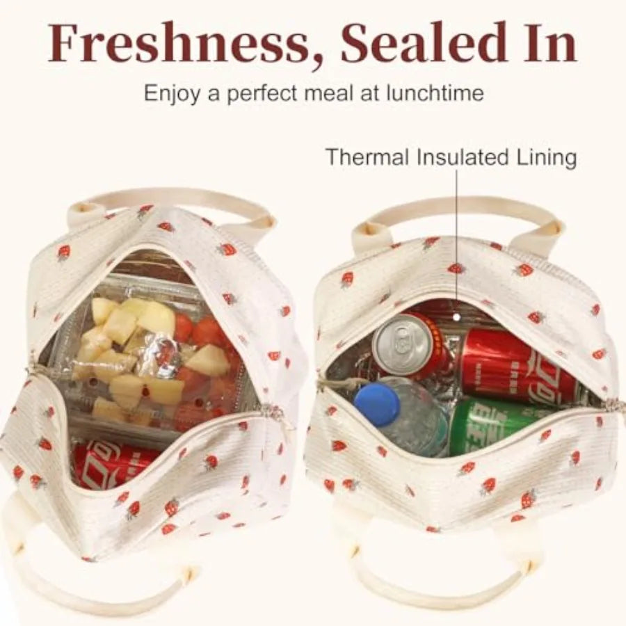 Corduroy Lunch Box For Women Reusable Thermal Cooler Bag For Work