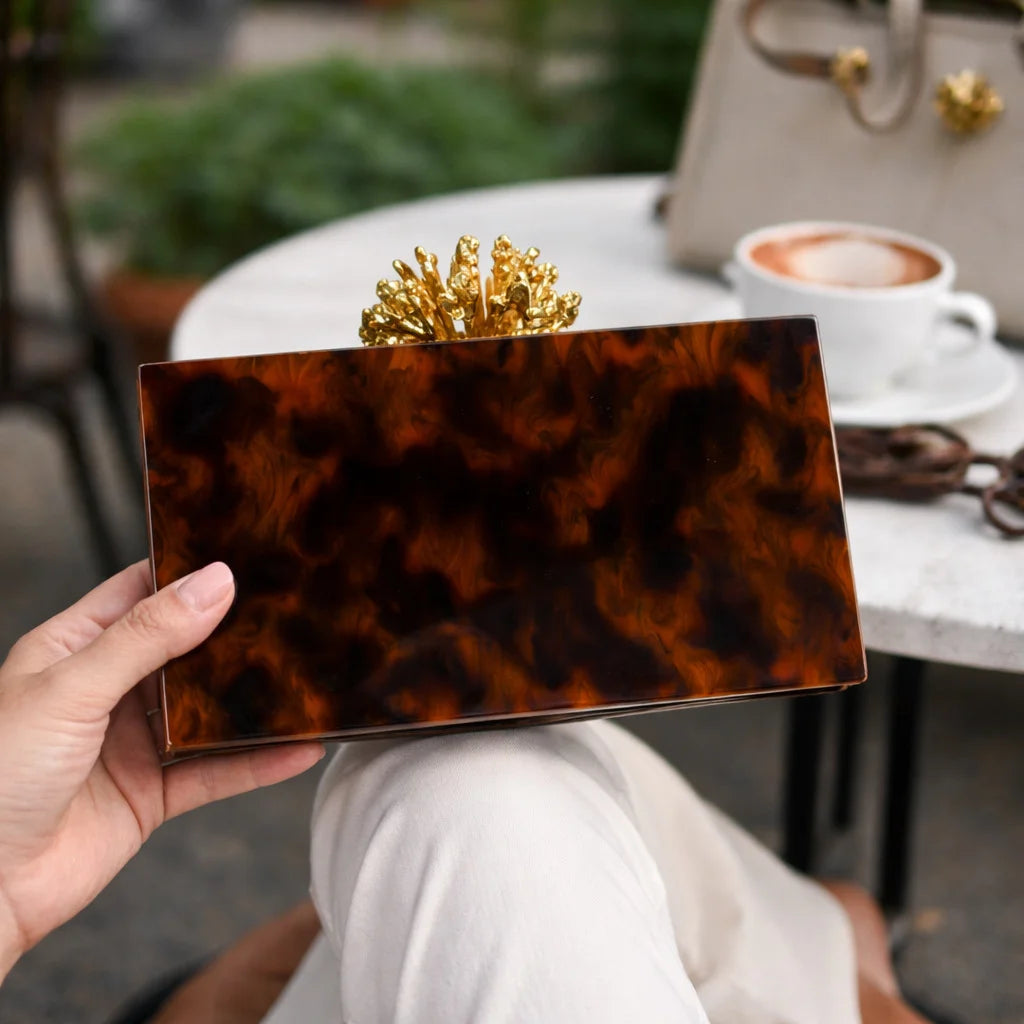 Women Luxury Acrylic Box Chain Clutch Bag Evening Party Handbag