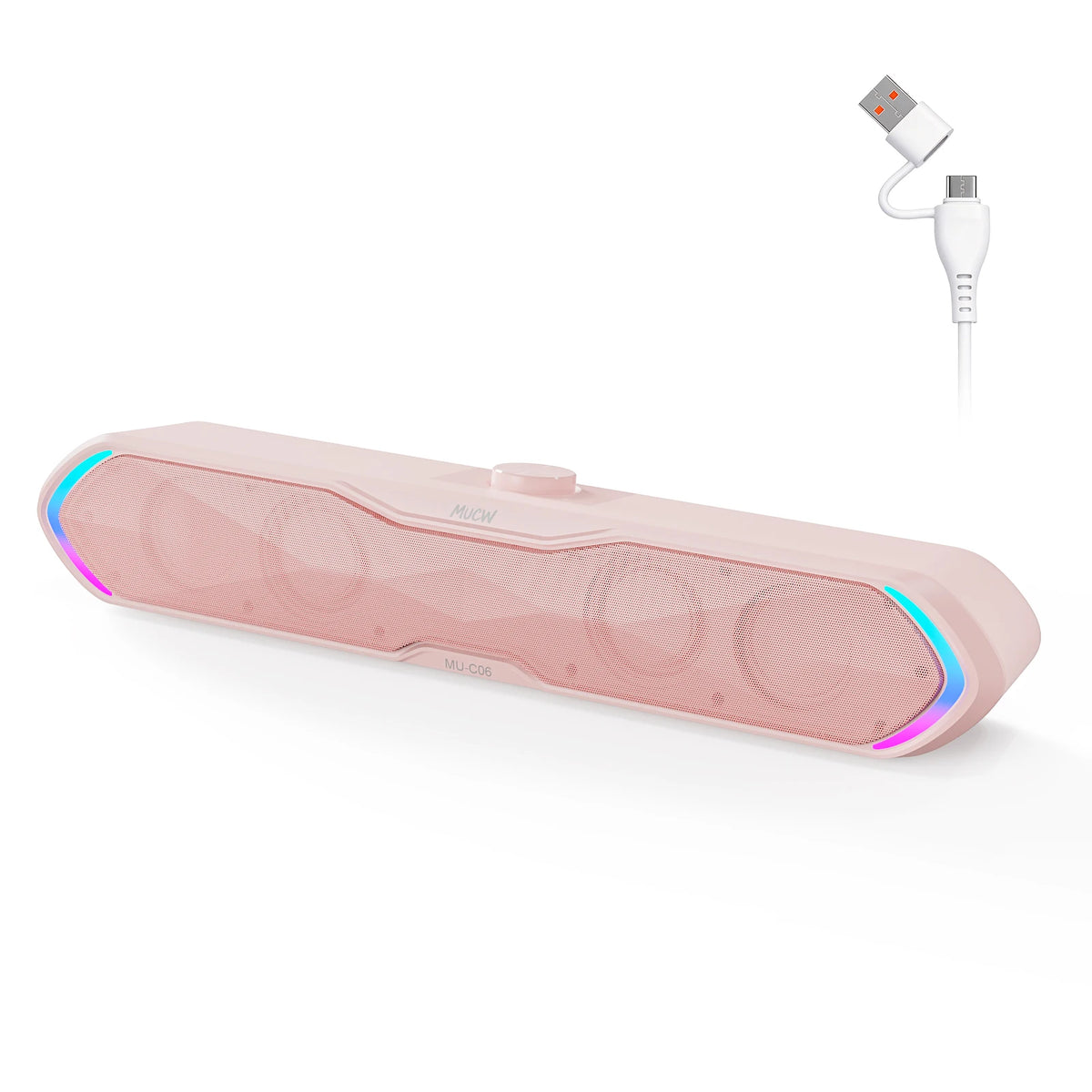 MUCW MU‑C06 PC Soundbar RGB Gaming Computer Speaker USB Plug Play Bluetooth 5.3 Sound Bar 6W Stereo Desktop Speaker for Laptop Mac Phone