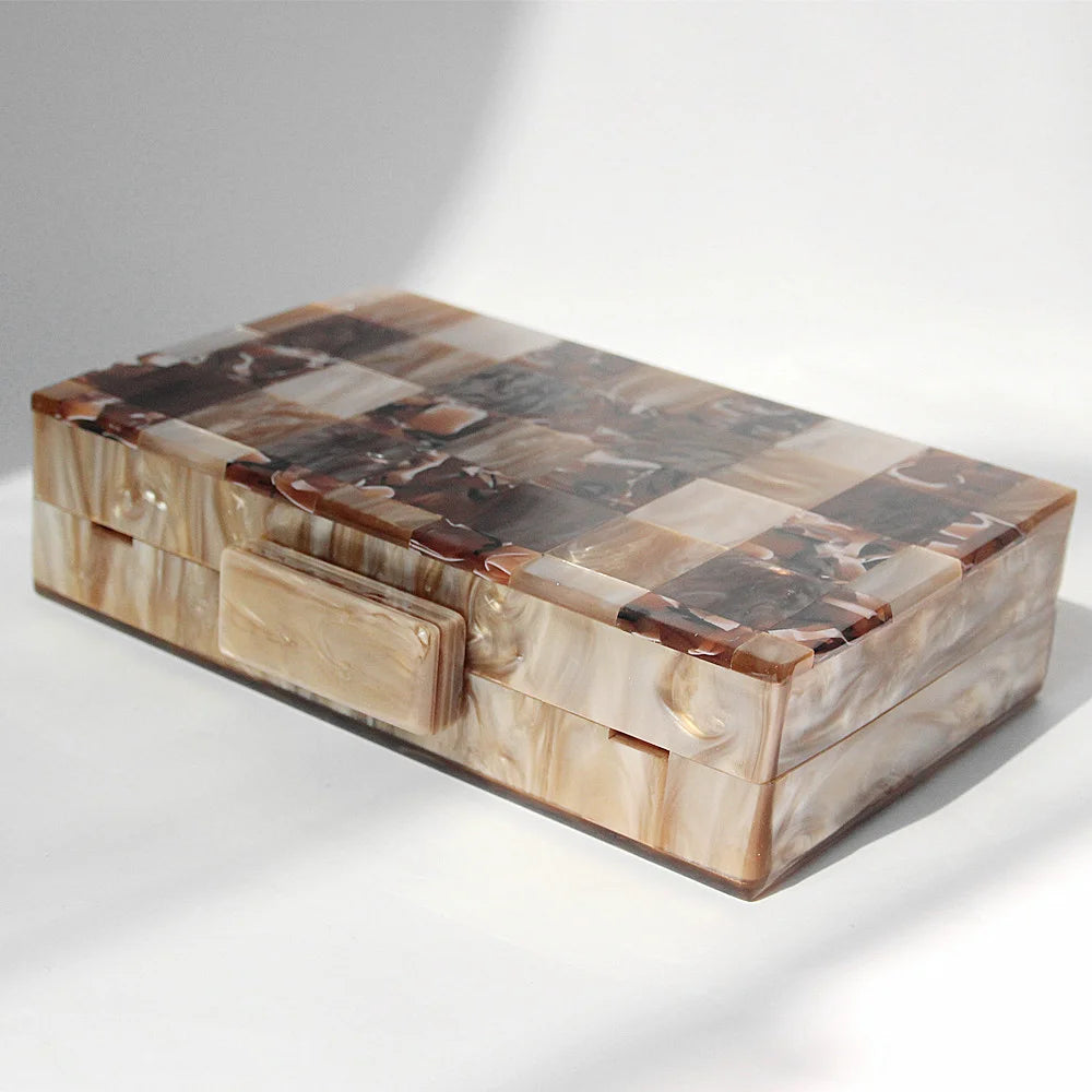 Acrylic Plaid Luxury Clutch Bag For Women Wedding Evening
