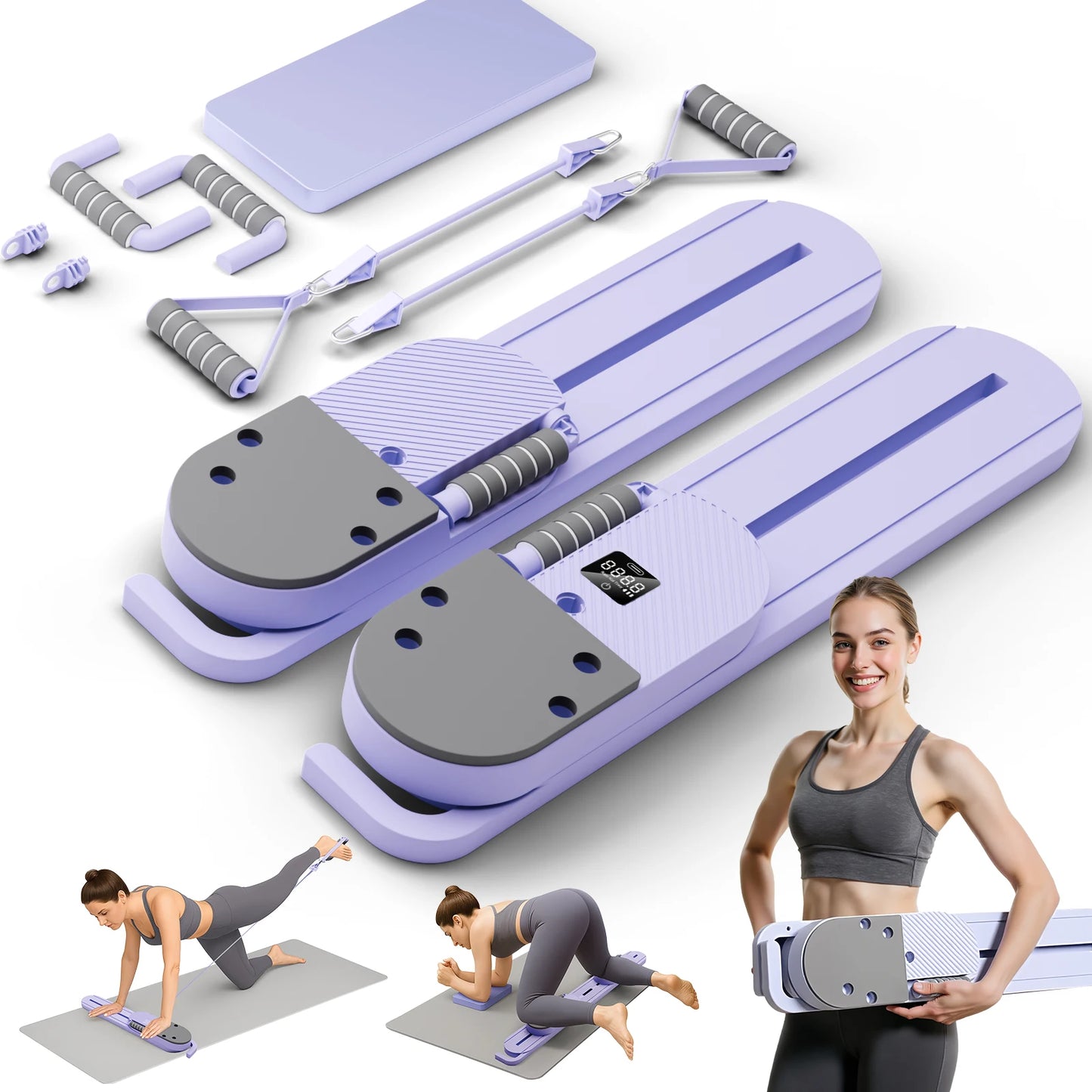 Portable Detachable Ab Pilates Board With Resistance Bands Trainer