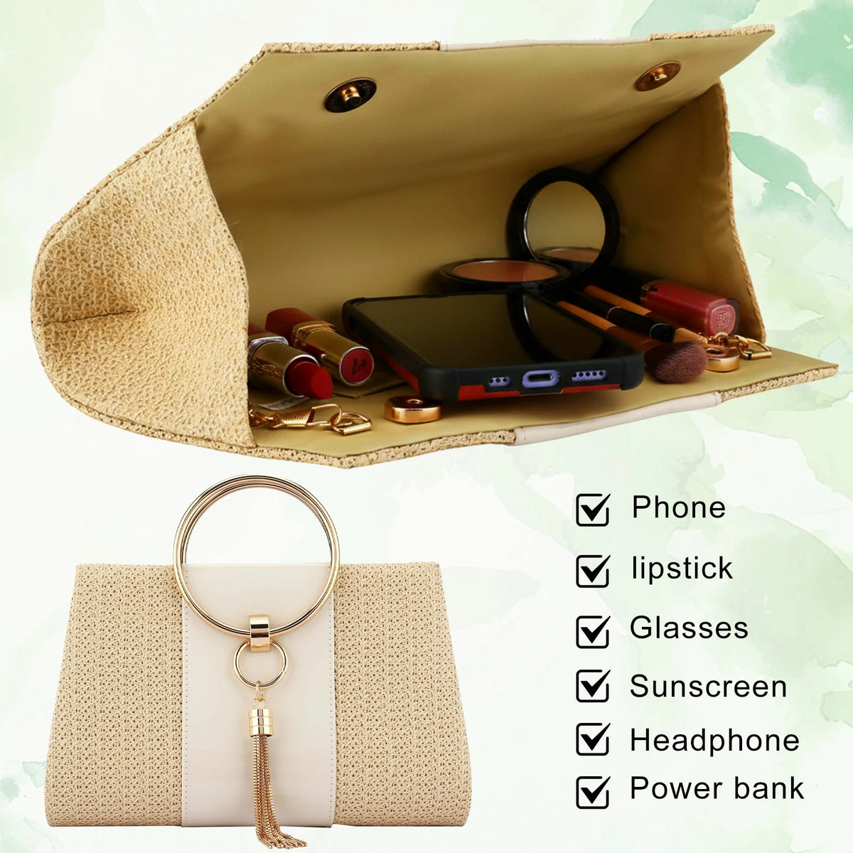 Elegant Women S Straw Square Evening Clutch Bag For Party