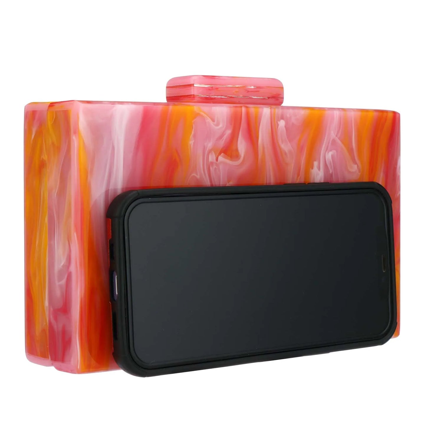 Marble Acrylic Box Clutch Handbag With Chain For Evening Event