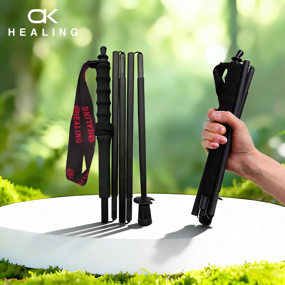 Okhealing Foldable Carbon Fiber Trekking Poles Ultra Light Hiking Sticks