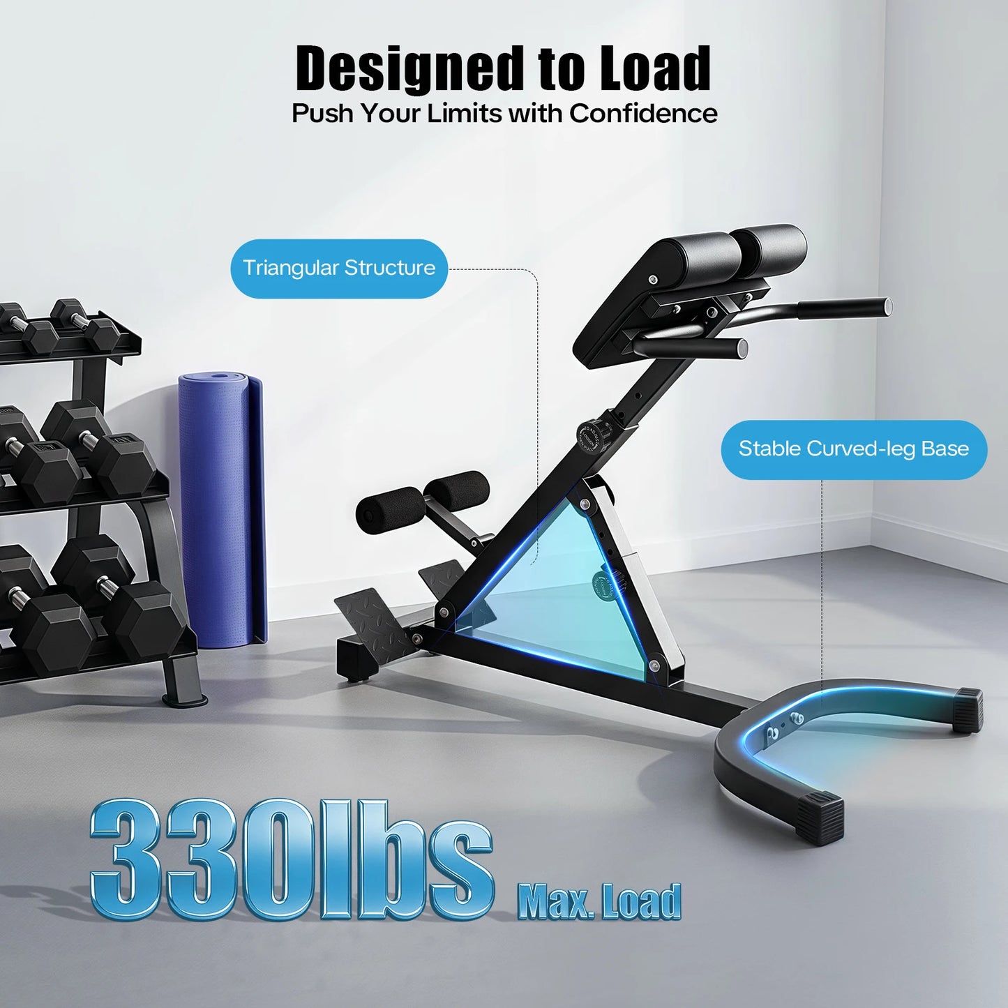 Adjustable Hyperextension Bench With Anti-Slip Pedals For Home Gym
