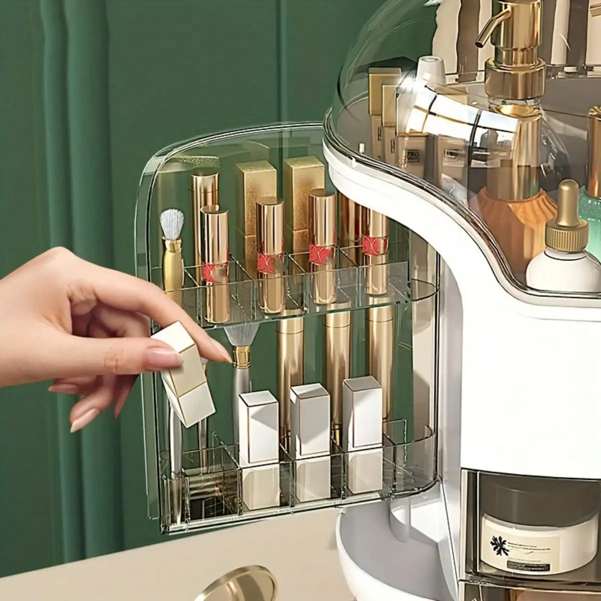 Plastic Vanity Organizer With Drawers For Bathroom Cosmetics Storage