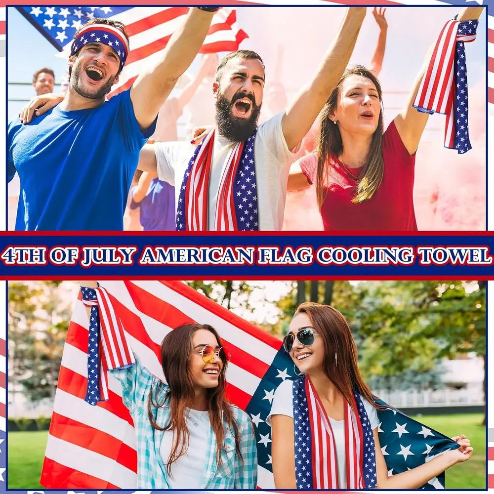Patriotic Cooling Towel Set, 250th Anniversary, 40 x 12, Red White Blue, Ideal for 4th of July Celebrations
