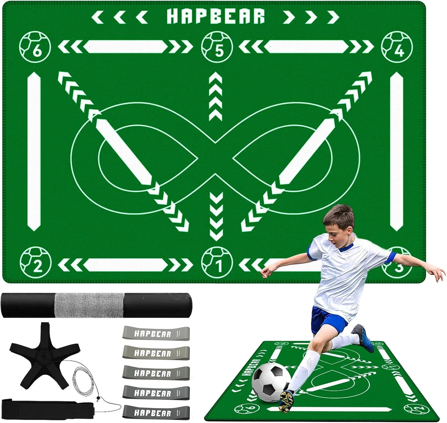 HAPBEAR Soccer Training Mat 0.2-Inch Thick Anti Slip Home Gym