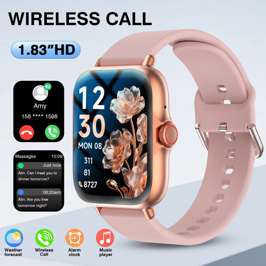 1.83" Full Screen Touch Screen Outdoor Sports Smart Watch for Men/Women,Wireless Calling/receiving, Multiple Sports Modes,Message Notifications,Suitable for Android & IPhone,  Ideal As A Gift