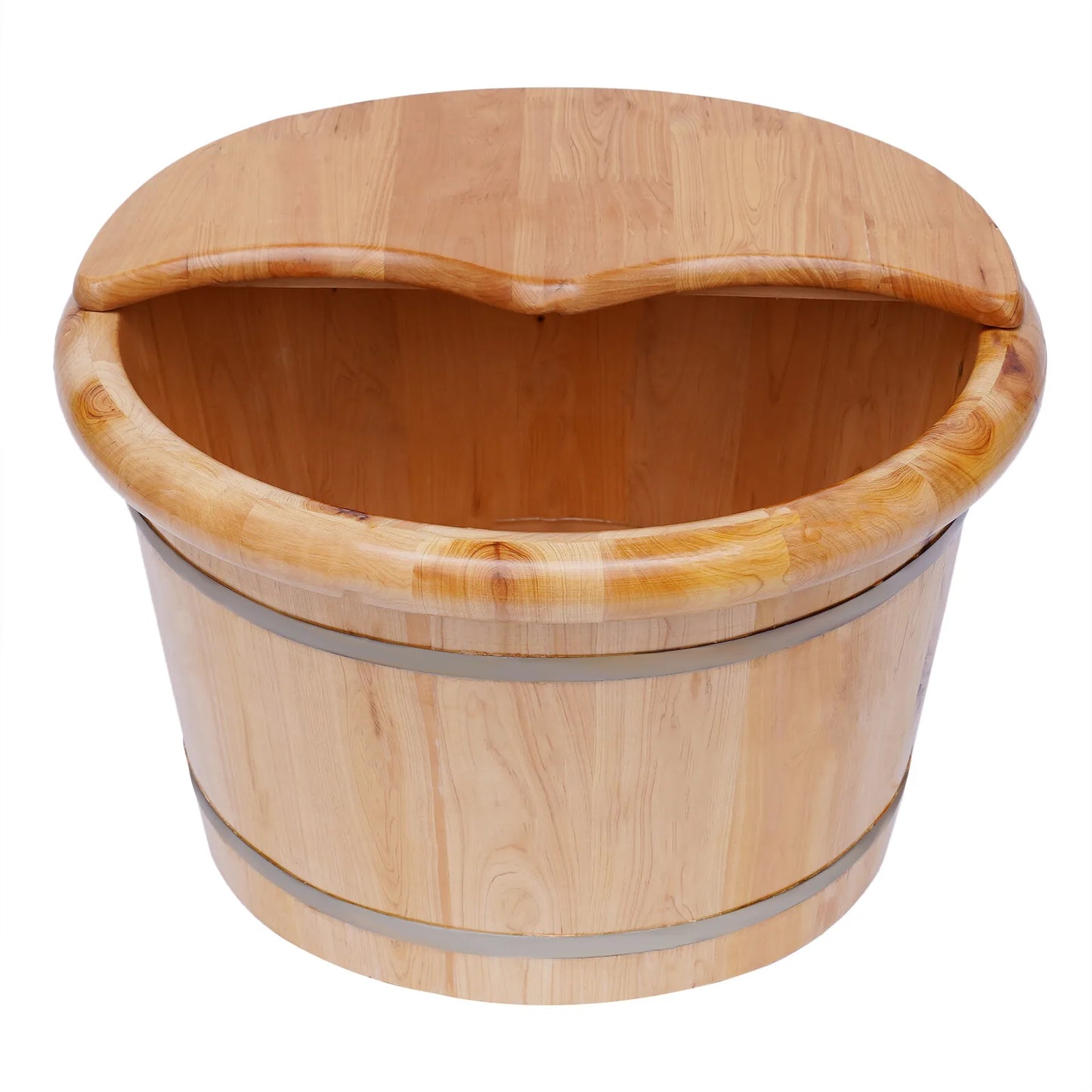 Cedar Wood Foot Bath Tub Leak-Proof Insulated Foot Soak Bucket with Lid & Massage Roller 10.36lb Wooden Foot Spa Basin