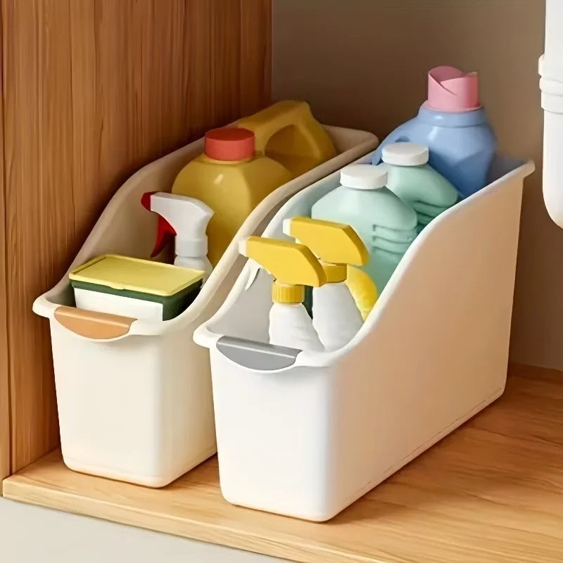 3-Piece Plastic Multi-Purpose Storage Set Curved Design Ideal For Home Organisation Perfect For Cleaning Products And Household Essentials Storage Boxes Baskets Home Organisation Containers
