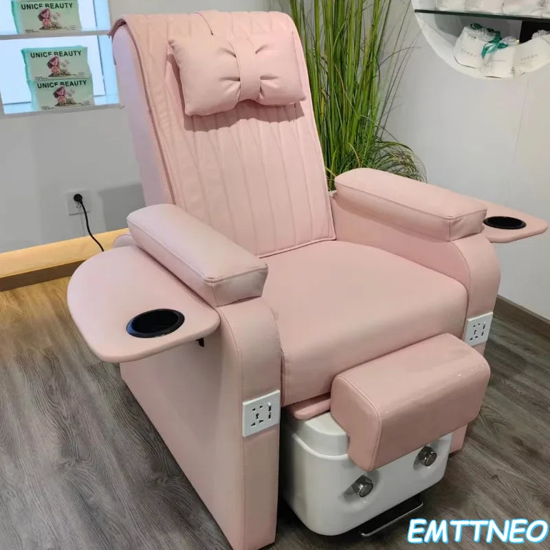 Foot Care Chair, Relaxing Massage Lying Modern Foot Spa Made of Stainless Steel Synthetic Leather Suitable for Beauty Salons