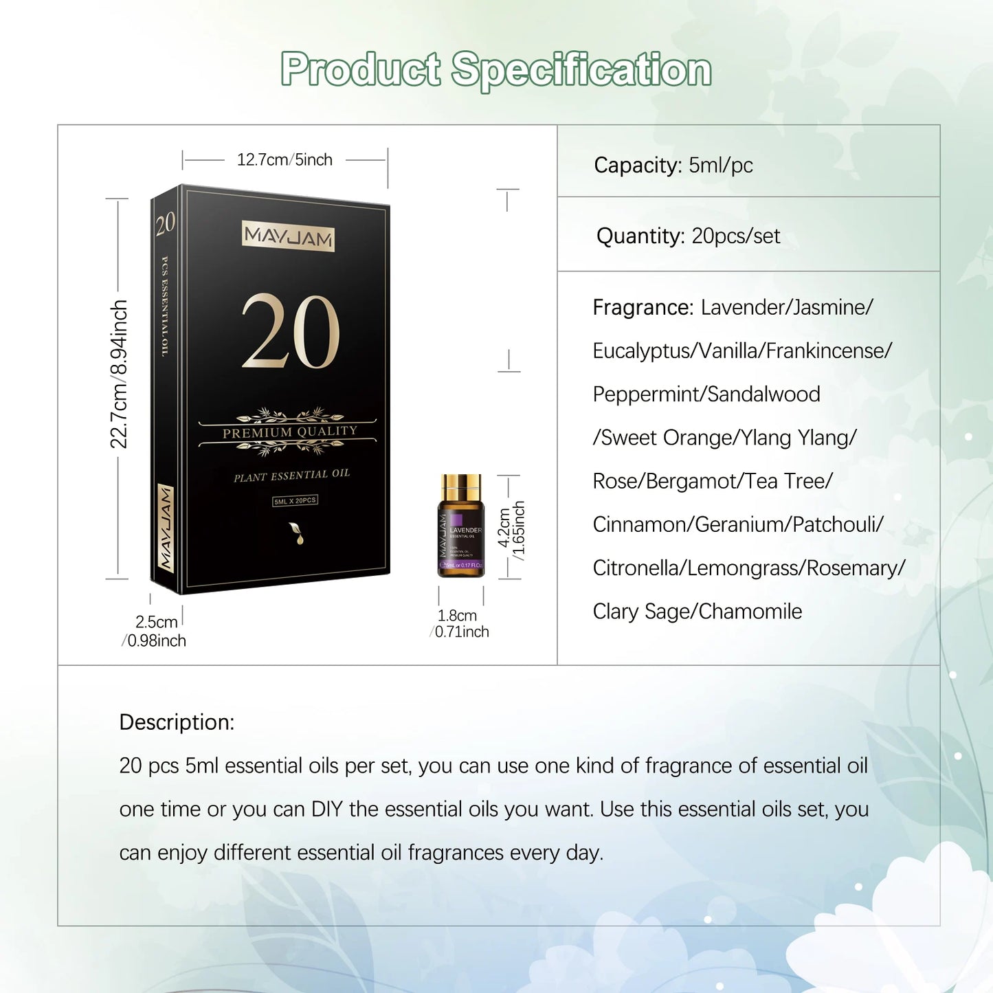MAYJAM Essential Oils Gift Box Set 20 Bottles For Diffuser