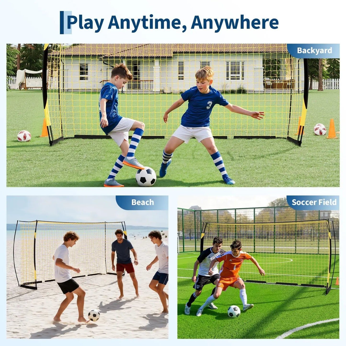 HiMISS Backyard Foldable Metal Frame Soccer Goal With Bag