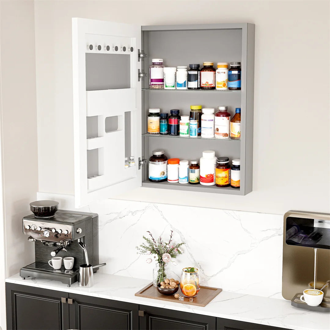 LUVODI Wall Mounted Bathroom Medicine Cabinet Luxury Single Door Open Vanity Storage with Mirror 500x700mm Size