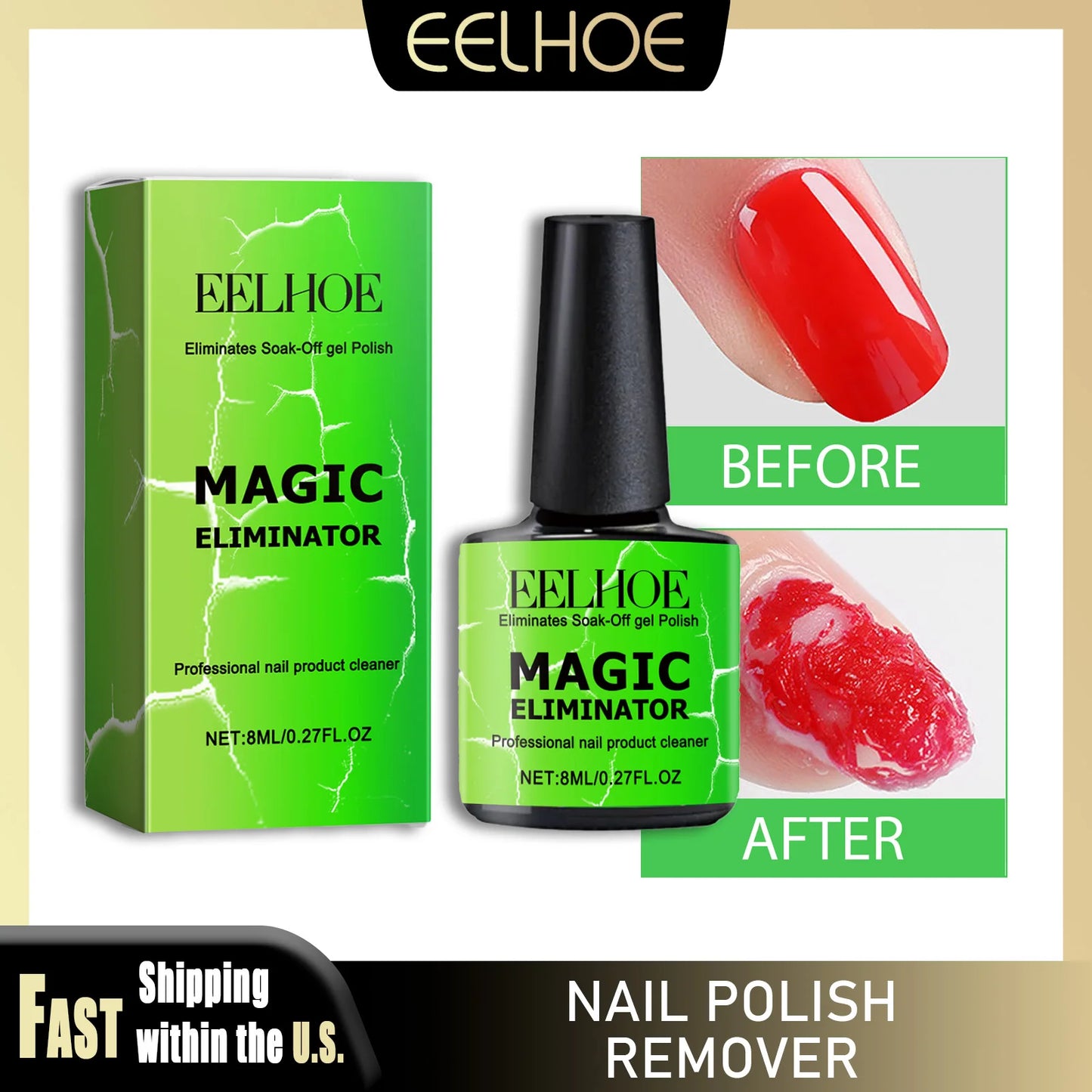 EELHOE Nail Gel Remover Soak Off Harmless Fast 3 Minutes