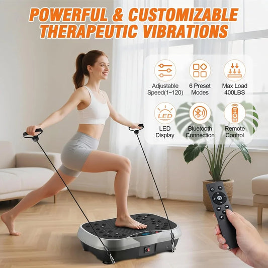 ALSO GO Vibration Plate Exercise Machine, 6 Workout Modes & 120-Level Vibration Platform for Weight Loss/Lymphatic Drainage