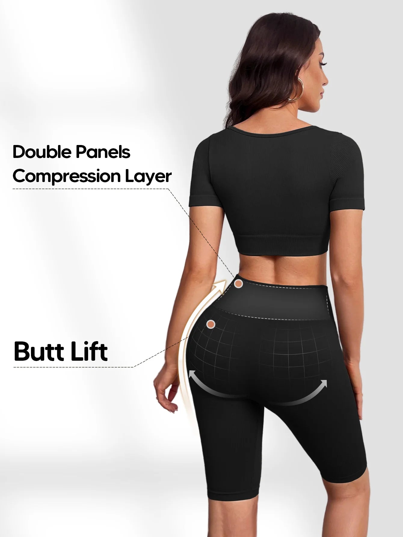Women's Seamless 2-Piece Workout Set With Crop Tank And High Waist Shorts