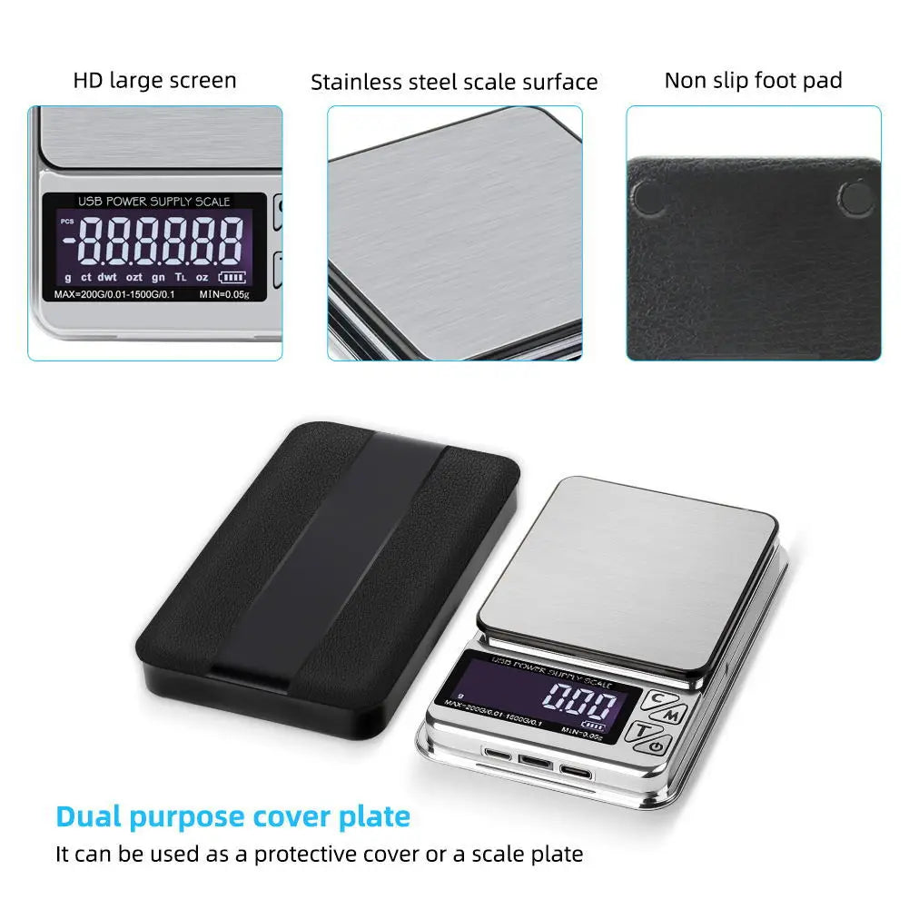 Multifunctional Pocket Scale - LED Digital Shows Digital Tiny Pocket Scale for Gram Food Jewelry Ounces/Grains Powder Weighing