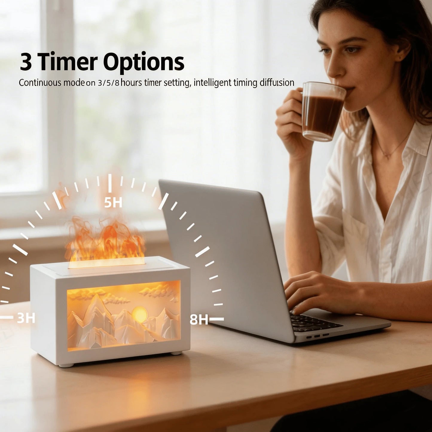 Ultrasonic Aromatherapy Diffuser Humidifier With Timer